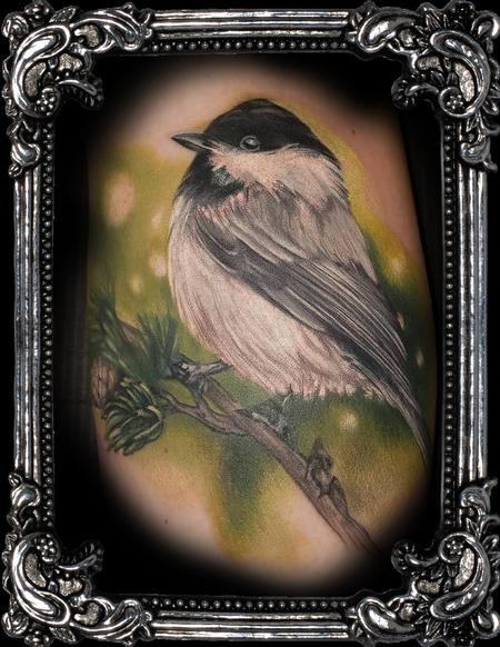 tattoos/ - chickadee tattoo in painterly realism style - 140176